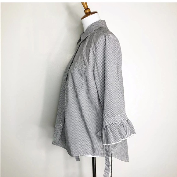 VELVET HEART Striped Shirt Bell Tie Sleeves Sz. L - Picture 4 of 8